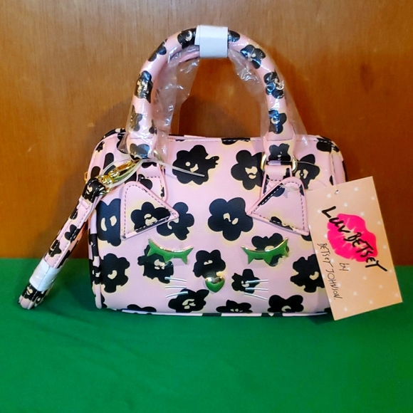 Betsey Johnson Handbags - Luv Betsey by Betsey Johnson Pink / Black Mini Barrel Handbag